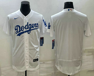 Mens Los Angeles Dodgers Blank White Flex Base Stitched Baseball Jersey->los angeles dodgers->MLB Jersey
